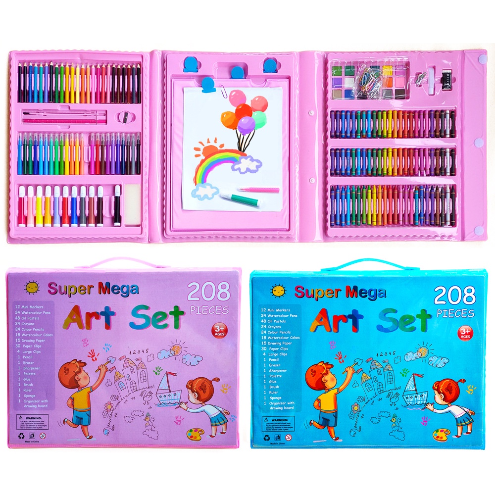 Holiven Crayon Anak Set 208pcs Alat Menggambar Melukis Anak-anak Crayon Cat Air Pensil Crayon Anak Pengasah