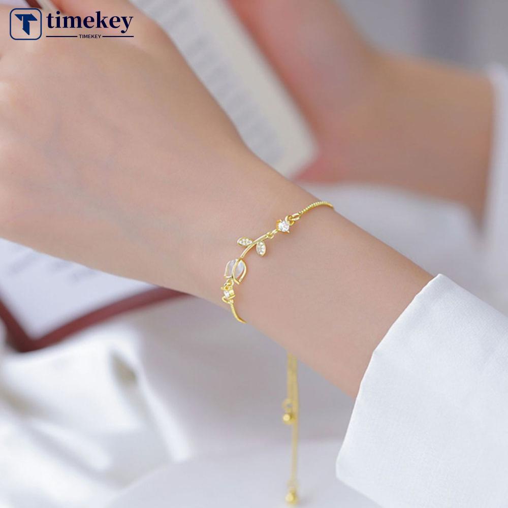 Timekey Fashion Tulip Gelang Desain Rasa Minoritas Perempuan Senior Opal Pacar Perhiasan Tangan G5I5