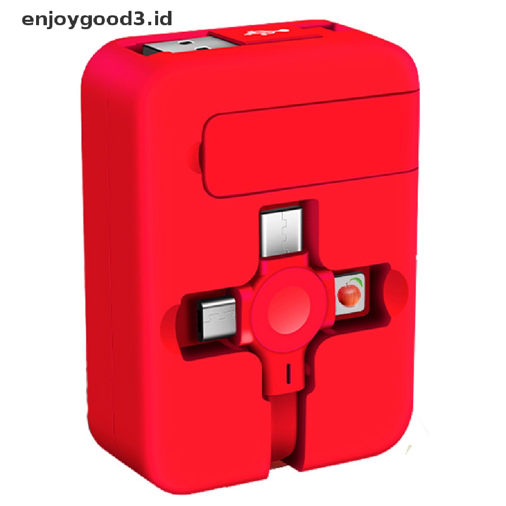 【 Rready Stock 】 3 In 1 Retractable 8 Pin / USB Type C / Micro USB Cable For iPhone14 13 Pro 1m Mobile Phone Charger Data Kable Cord With Phone Stand （ ID ）