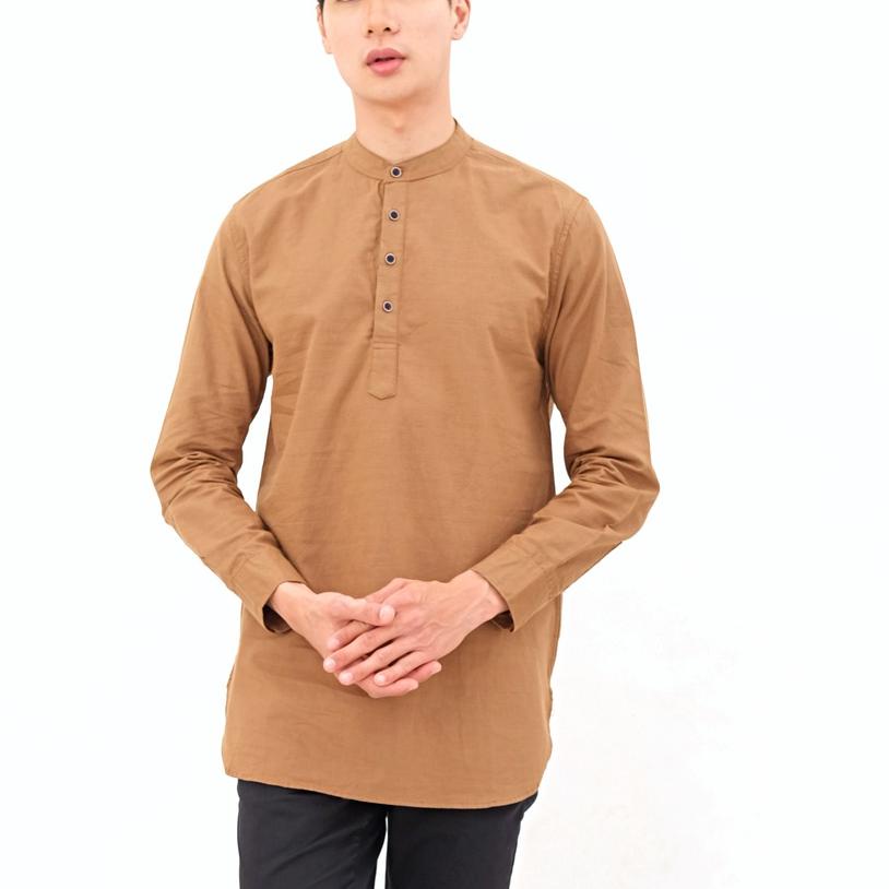 ◄ SANVANINA F-02E Long Kurta Sultan Khaki | Kemeja Kurta Sultan Lengan Panjang Khaki ℗