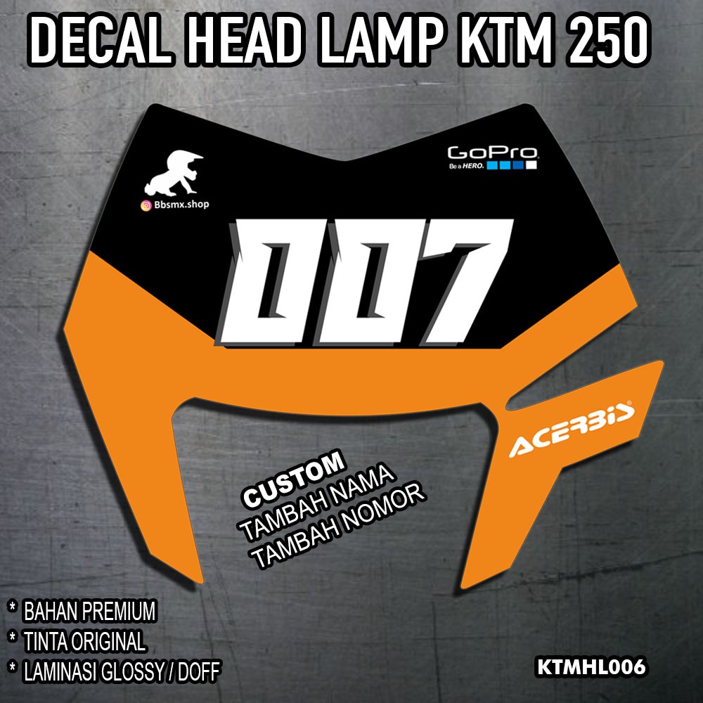 Decal Head Lamp KTM 250