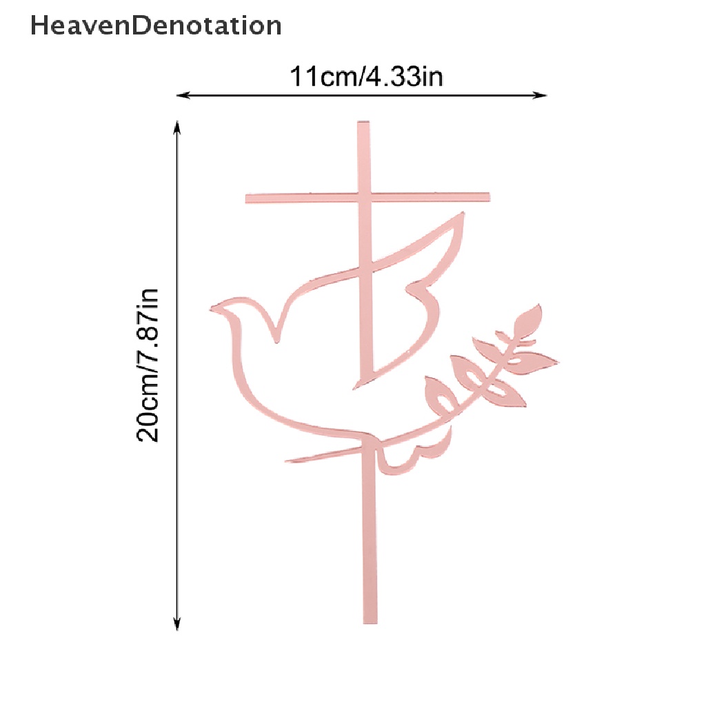 [HeavenDenotation] Dove Cross Topper Hiasan Insert Kue Akrilik Minimalis Perjamuan Pertama HDV