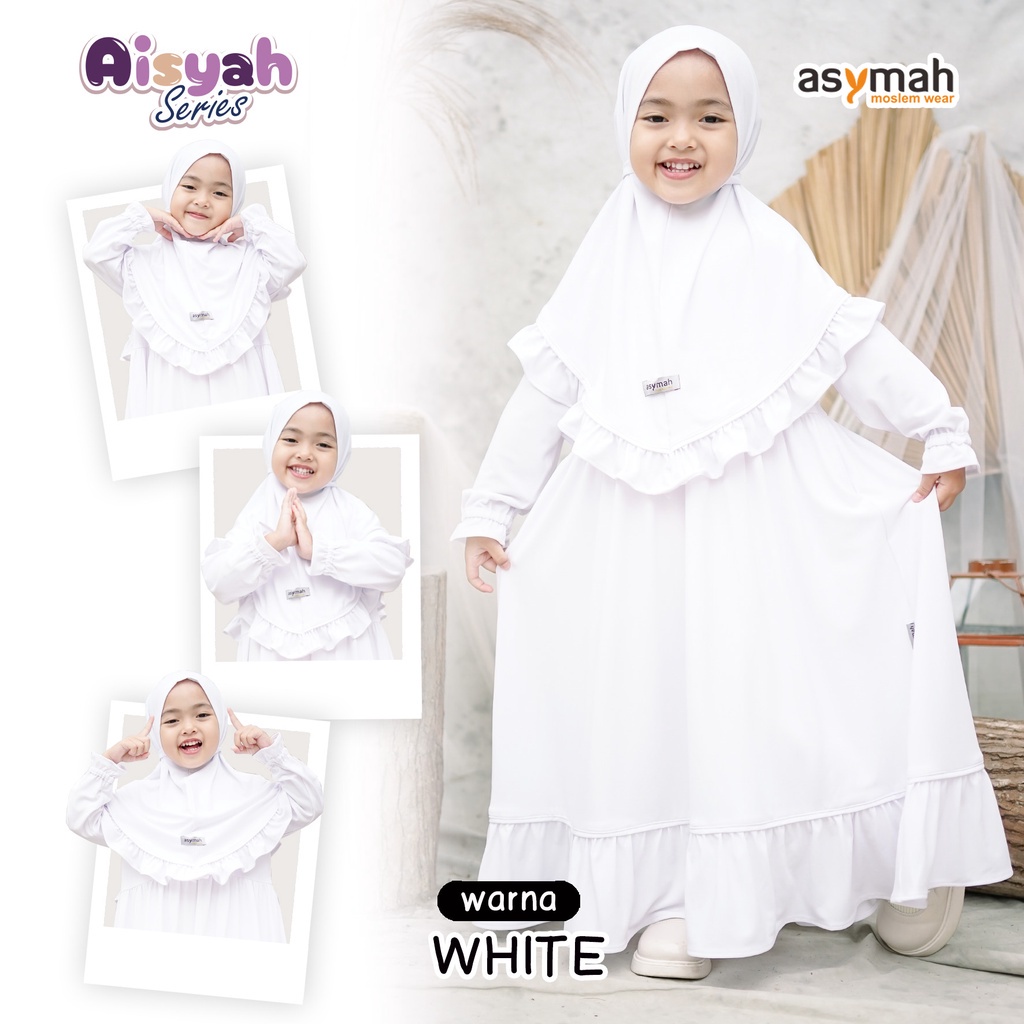 DISKON SHOPEE/ BEST SELLER - GAMIS ANAK WARNA PUTIH - GAMIS MANASIK HAJI ANAK PEREMPUAN AISYAH SERIE