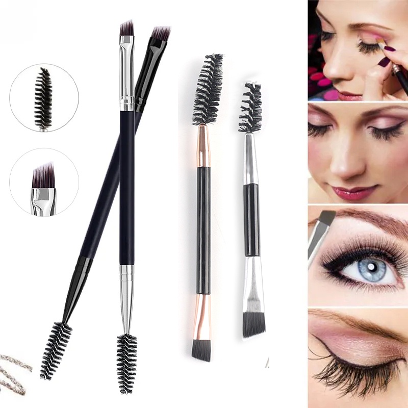 Sikat Bulu Mata Spiral Batang Panjang Brush Makeup Brush Mini Bevel Scroll Brush Sikat Bulu Mata Dua Kepala Serbaguna