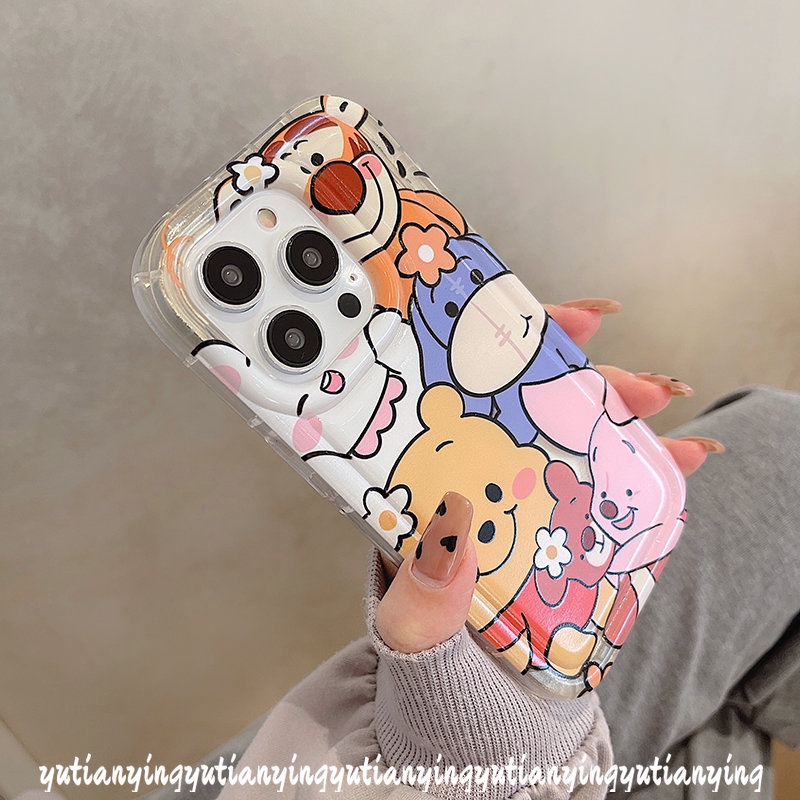 IPHONE Casing Manyo Disney Winnie the Pooh Lucu Kompatibel Untuk Iphone11 14 13 12 Pro MAX 7plus XR 6 6S 7 8 Plus X XS MAX Kartun Piglet Tigger Silicon Airbag Shockproof Soft Case Cover