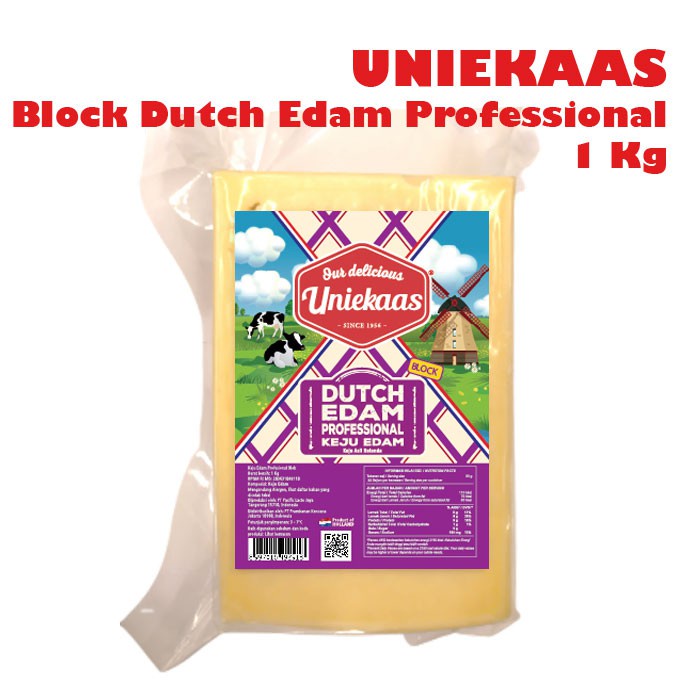 

UNIEKAAS Block Dutch Edam Professional Cheese 1 Kg / Keju Edam Blok 1kg