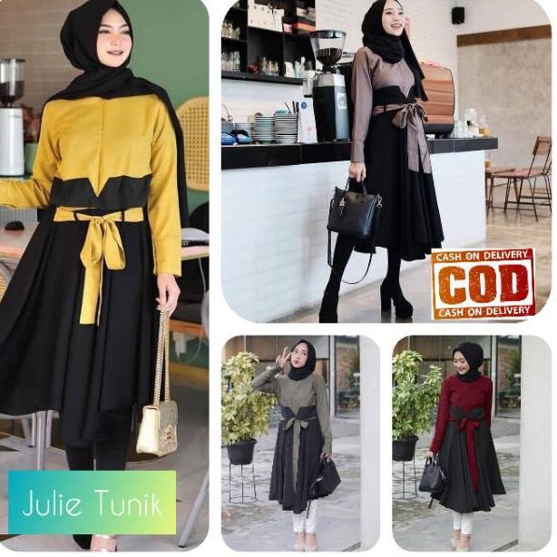 PALING DIMINATI Tunik Murah Bahan Moscrepe Julie Tunik / Baju Atasan Muslim Busui Friendly