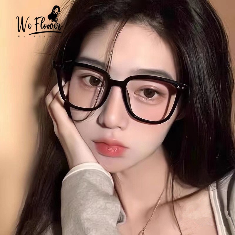 We Flower Korean Blue Light Blocking Lens Square Frame Eyeglasses Untuk Wanita Pria Trendy Beauty Eyewear Outdoor Fashion Glasses Ornaments