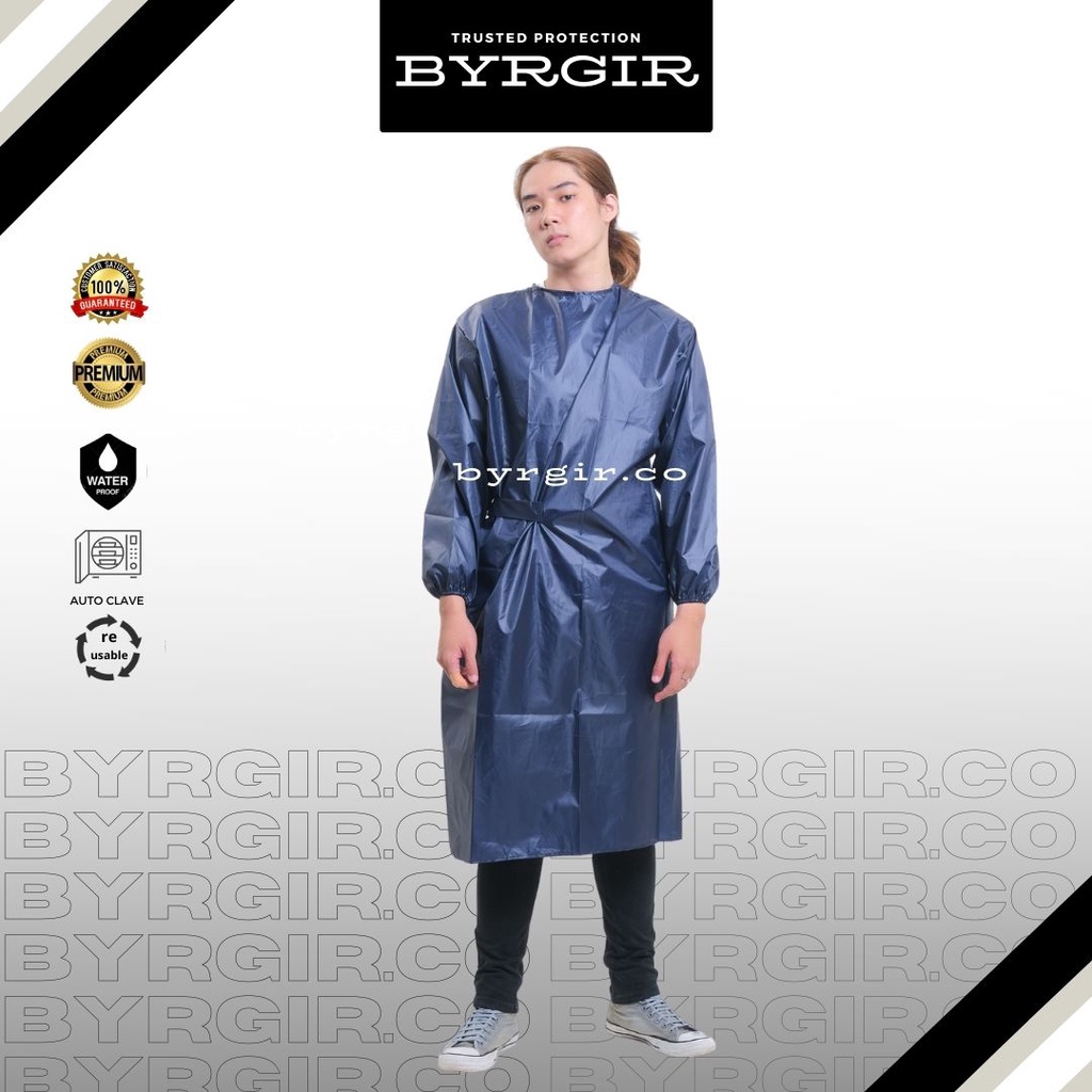 BYRGIR Surgical Gown Baju Operasi Jas Atasan APD Bahan Parasut Apron Medis Pria Wanita Water Proof