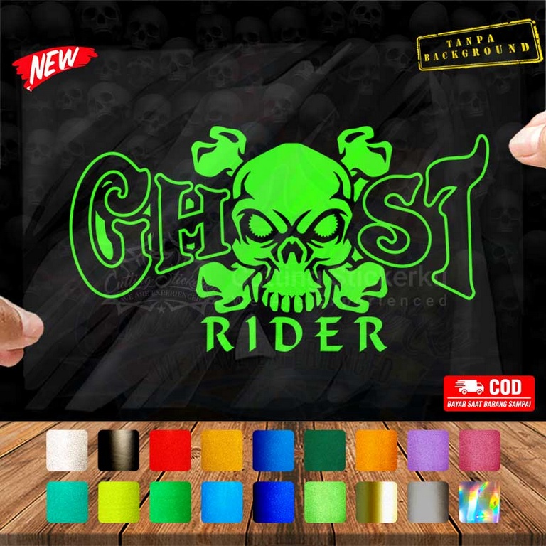 Cutting Stiker Ghost Rider Variasi Motor Mobil Sticker Skull Timbul Keren Nyala Dasbor Spakbor Visor Body Kaca Helm Laptop Hologram Reflective Tahan Air Setiker Bodi Samping Kanan Kiri Nama Jepang Matic Scoopy Vario Beat Nmax Pcx Vespa Aesthetic