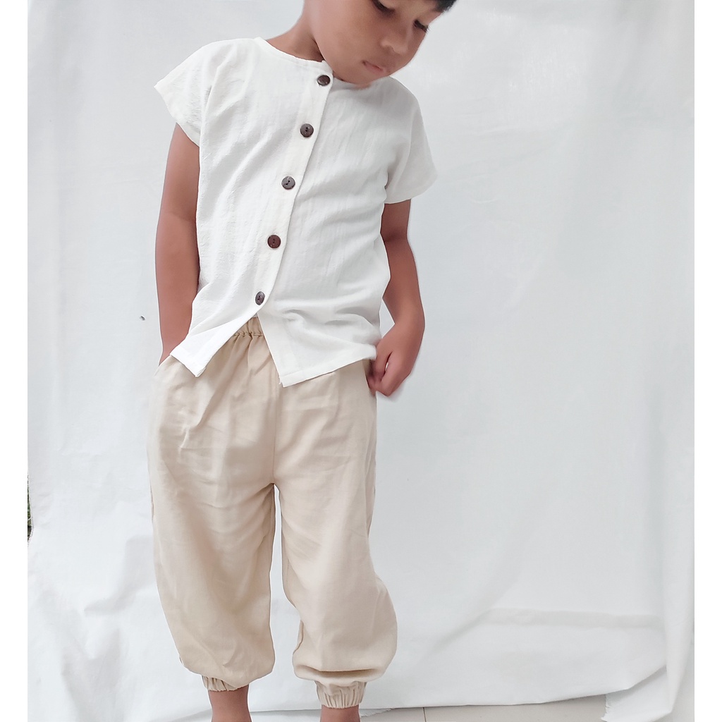 Littlepopy Harem Pants - Celana Panjang Linen Anak Cowo Laki-Laki Korea Murah
