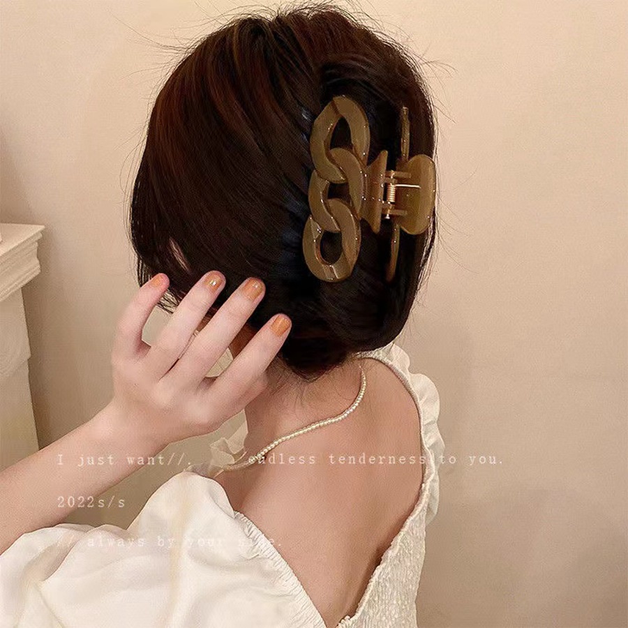 Wanita Gaya Korea Rantai Akrilik Desain Hair Claw Barrettes Girl Fashion Transparan Jelly Warna Rambut Klip Hiasan Kepala Elegan