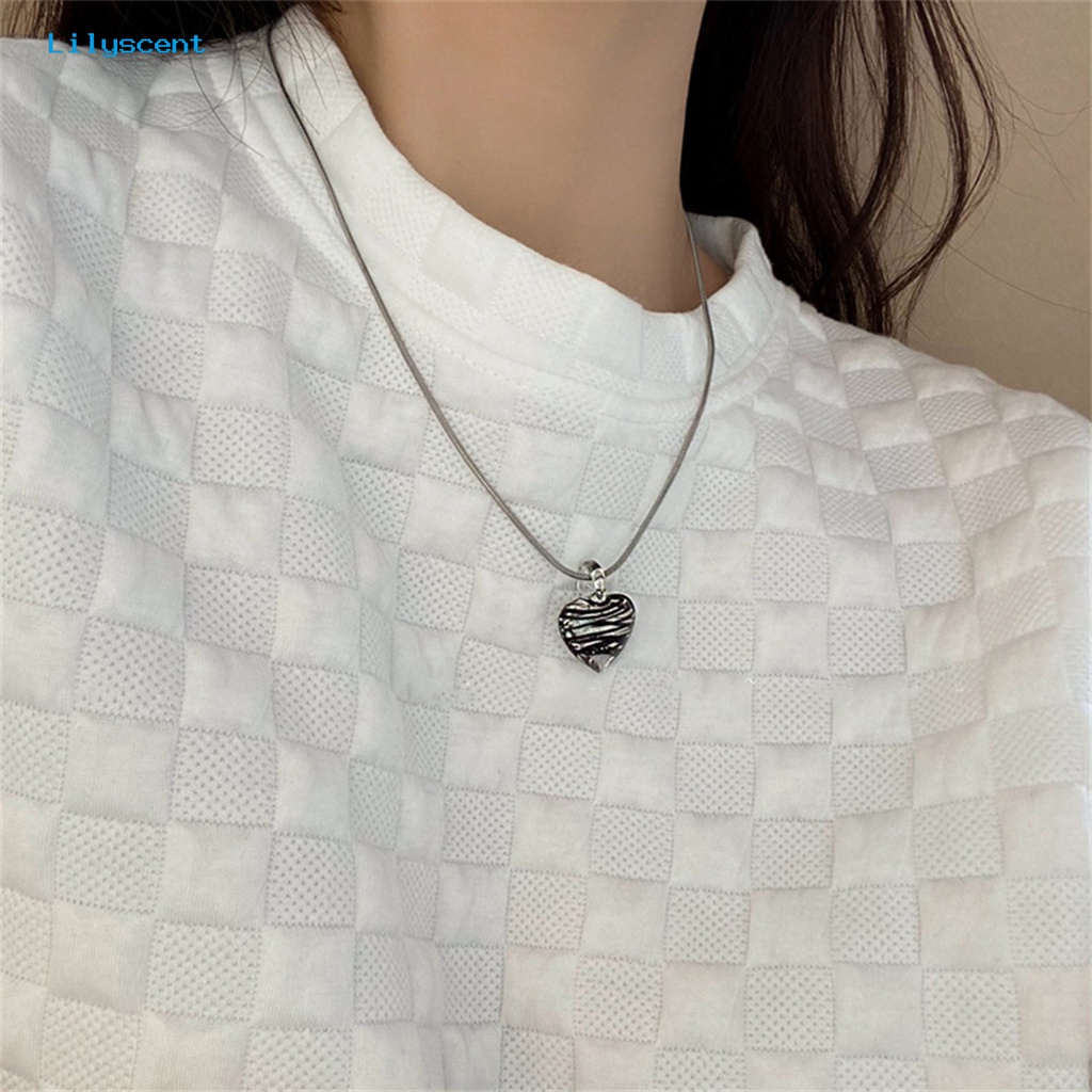 [LS] Rantai Klavikula Temperamen Zebra-Stripe Berwarna Glasir Geometris Electroplating Hias Hadiah Liontin Hati Wanita Choker Perhiasan Aesthetic Untuk Perjamuan