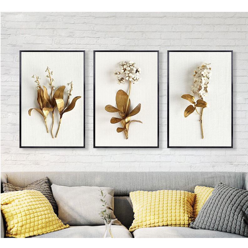 Pajangan Lukisan Kanvas 3D / Painting Gold Frame Flower