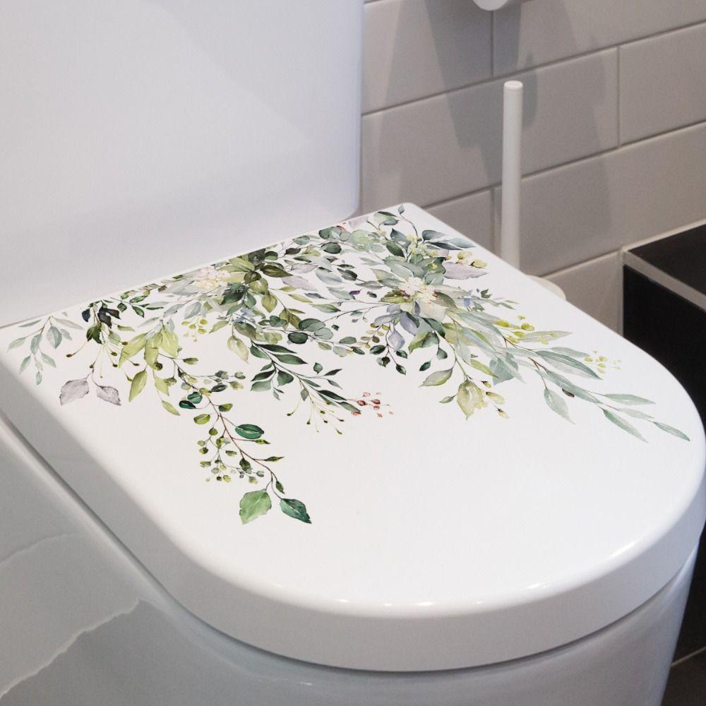 Rebuy Plant Toilet Stiker Mudah Menggosok Perekat Diri Tahan Air 3D Kamar Mandi Dekorasi Rumah Toilet Dinding Hias Untuk Kamar Mandi Dinding Decals