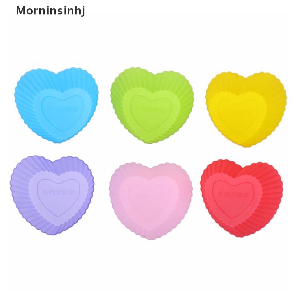 Mornin 6PCS Cetakan Silikon Hati Cupcake Muffin Baking NonsticHeat Resistant Reusable id