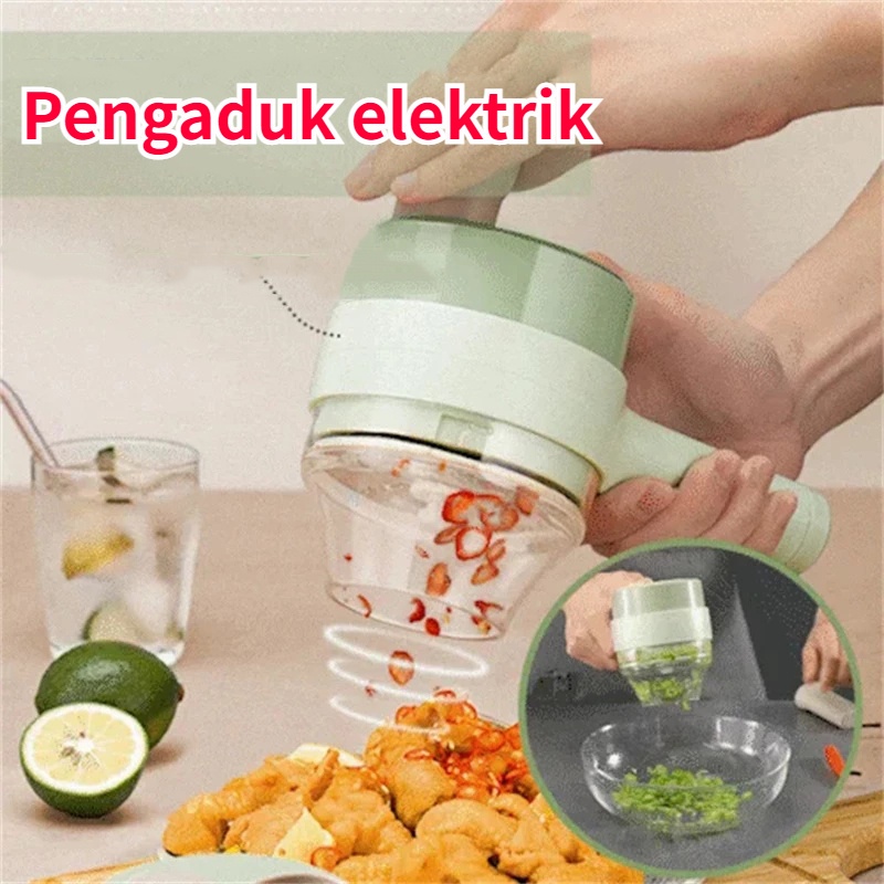 【COD】Handheld Electric 4 In 1 Vegetable Slicer Cutter Garlic Chili Vegetable Crusher Kitchen Tool USB Charging Ginger Masher Machine