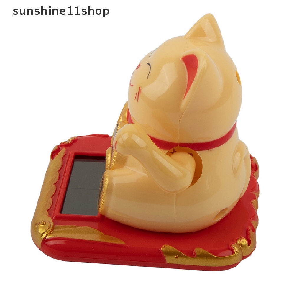 Sho Mini Solar Otomatis Melambai Lucky Cat Dekorasi Mobil Lucu Lucky Cat Kekayaan Melambai Rumah Hiasan Mobil Craft Desktop Ornamen N