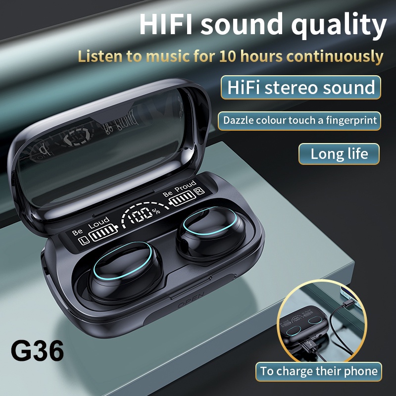 VICLOOK COD G37 Olahraga Bluetooth TWS Earphone Tahan Air Bass Penuh Flash Pengisian Headset Nirkabel Tanpa Penundaan Dengan Mikrofon Hensed Bluetooth Full Bass