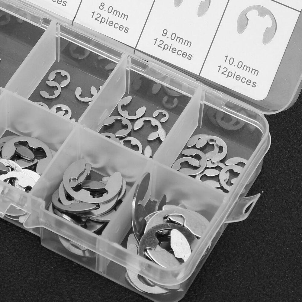 Populer 120pcs Klip E Luar Circlip Washer Assortment Kit 304stainless Steel M1.5 - M10mm