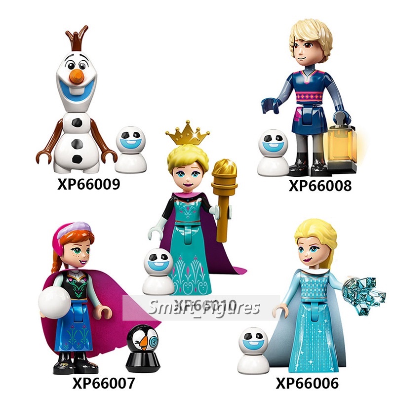 Frozen Princess Anna Elsa Minifigures Blok Bangunan Kristoff Olaf Hans Disney Gadis Seri Mini Angka Mainan Hadiah