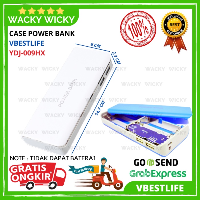 Case Powerbank 18650 V-BESTLIFE YDJ-009HX / Biru / Putih / 6 Slot Baterai