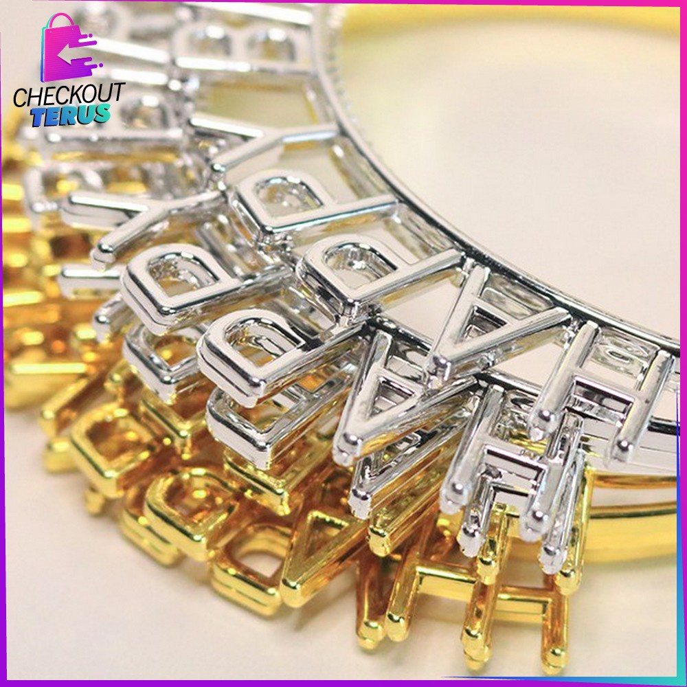 CT C787 Bando Happy Birthday Party Silver Anak Bahan Plastik Bendo Wanita Gold Heandband HBD Pesta Ulang Tahun Import