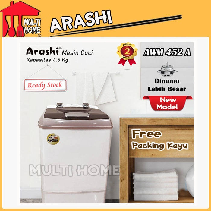 Mesin Cuci Portabel Arashi AWM 452A Free Packing Kayu - Garansi Resmi 2 Tahun