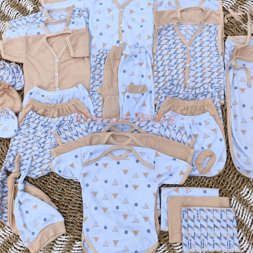 36Pcs, Paket Lahiran Setelan Baju Bayi Celana Bayi Baru Lahir seri coklat susu muda Baby Newborn Gift Set - Juragan Lebak