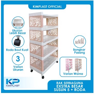 Rak Serbaguna Ekstra Besar Susun 5 + Roda / Rak YEYE YOYO Portable / Rak Multifungsi