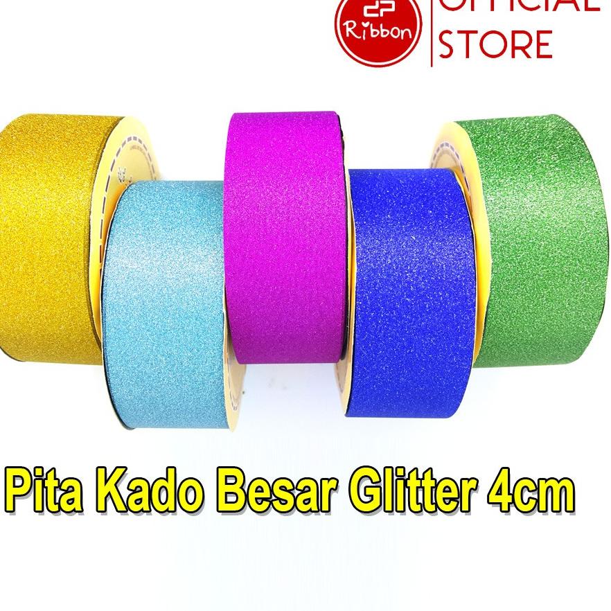 

O97 Pita Kado GLITTER 1.5" Pita Jepang 4cm Pita Rol Plastik 38mm RIBBON Kilap Kerlip Metalik Gliter HOT PRODUCT ,,,,,