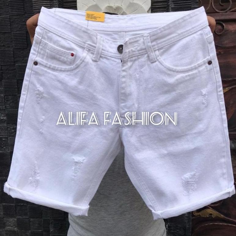 Special Price CELANA PENDEK PUTIH PRIA JEANS SOBEK DEWASA KEREN TERBARU KEKINIAN 2023