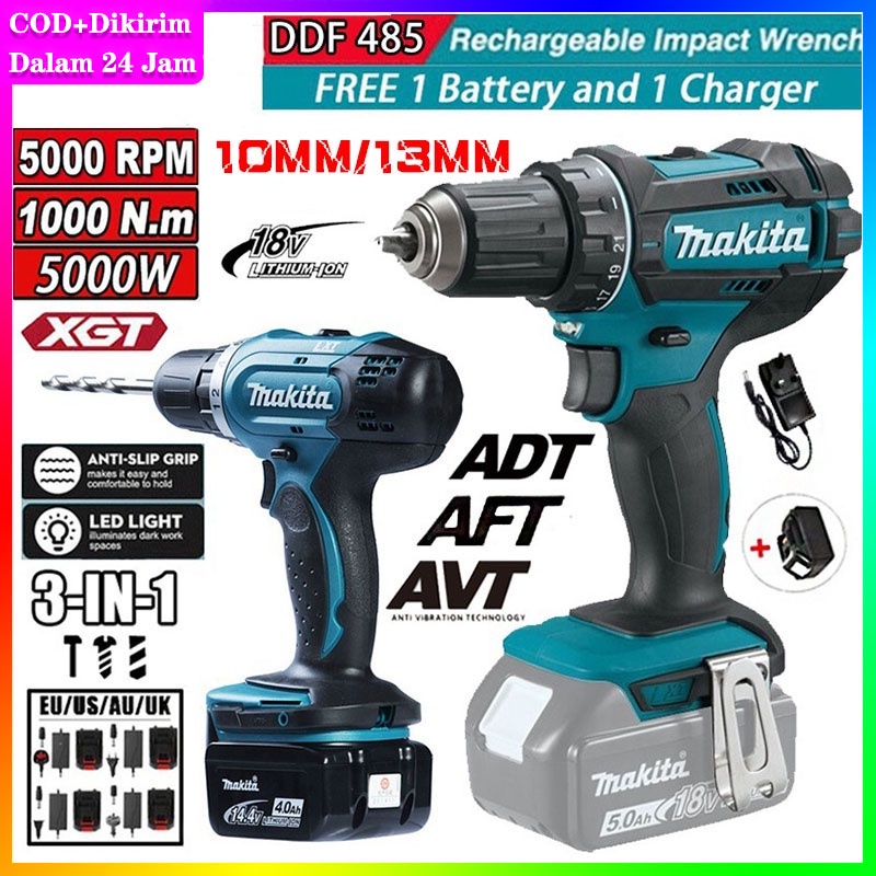 Kamolee DDF485 Bor Listrik Torsi Maksimum 450N.m Brushless Isi Ulang 10mm/13mm Pengemudi Dampak Bor 