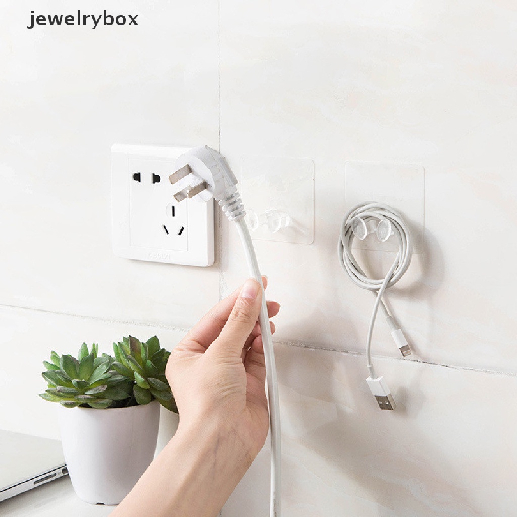 [jewelrybox] 4pcs Perekat Dinding Rumah Kantor Plastik Colokan Listrik Socket Holder Gantungan Hook Butik