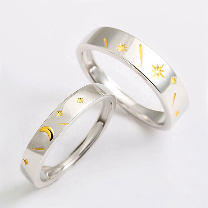 Cincin Couple Bulan Dan Bintang Matahari Sterling Silver925 Untuk Pria Dan Wanita