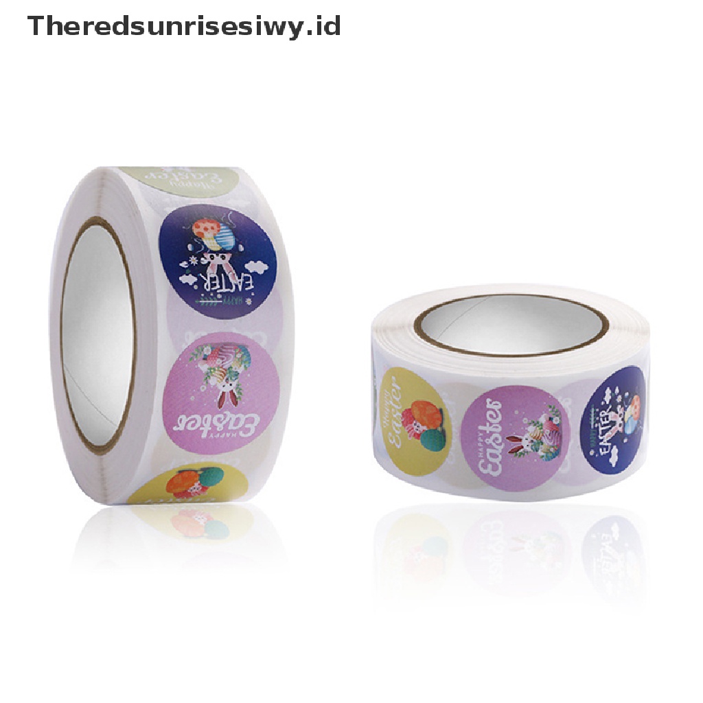 # Baju Lebaran # 500pcs/roll Stiker Kelinci Happy Easter Lucu Sealing Sticker Decor Tag~