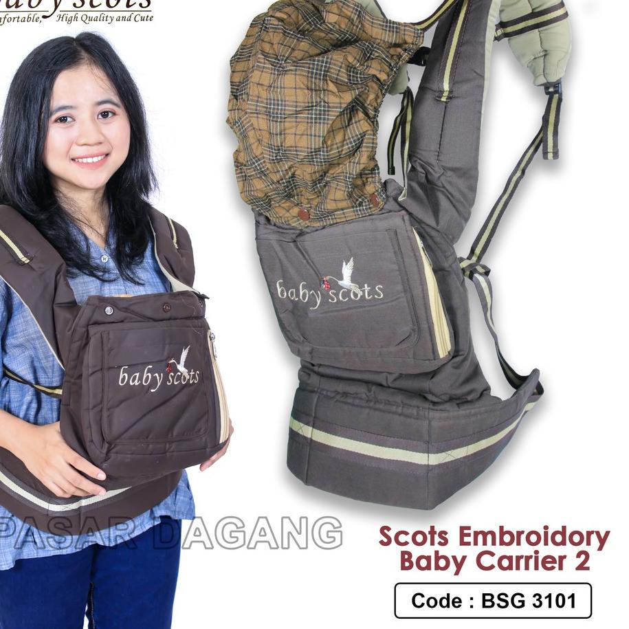 ☼ Gendongan Baby Scots Embroidery 4in1/Gendongan Ransel/Kangguru / Baby Carrier 4 - BSG3101 ۝