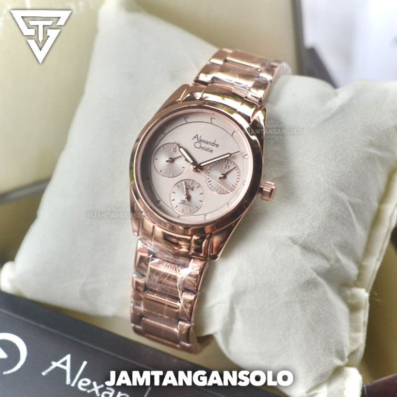 ALEXANDRE CHRISTIE PASSION ORIGINAL WANITA ANALOG CHRONO TANGGAL HARI 24 JAM TANGAN SIANG MALAM STAI