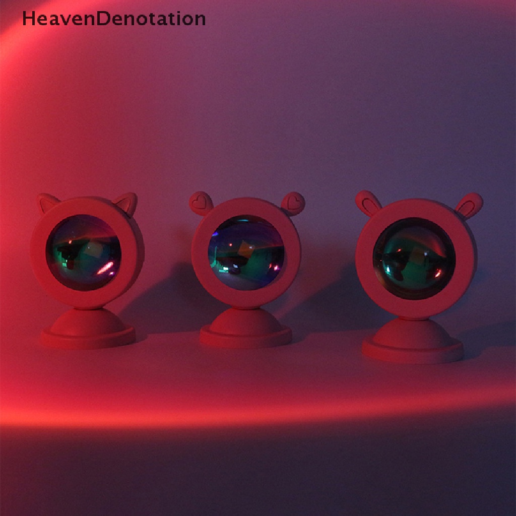 [HeavenDenotation] Mini Sunset Cahaya Suasana Ins Proyektor Foto LED Hujan Fajar Meja Lighg Dekorasi Kamar Portable USB RGB Lampu Malam HDV