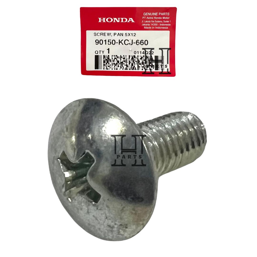 BAUT MUR BATOK LAMPU SCREW PAN 5X12 CB150 VERZA 150 90150-KCJ-660 ASLI ORIGINAL AHM HGP HONDA