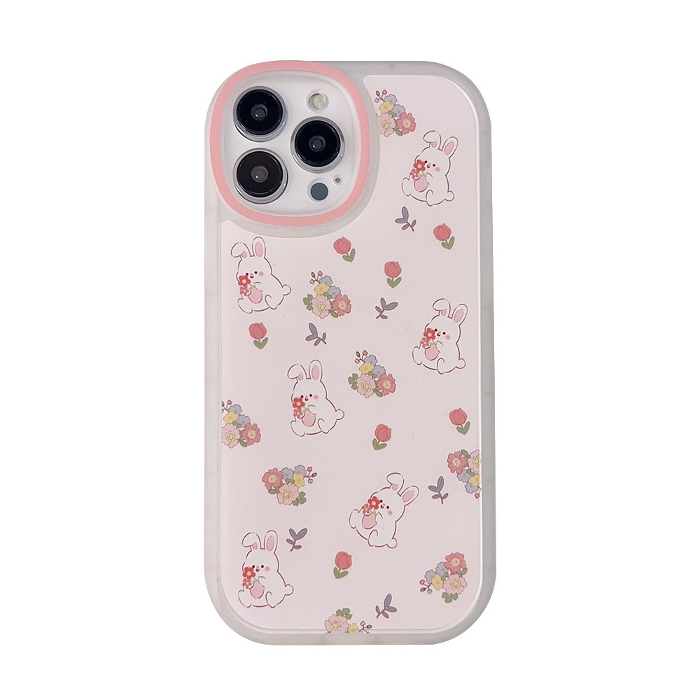 Casing Silikon Kartun Kelinci Bunga Lucu Untuk Iphone SE 2020 7 /8 Plus 14x XR XM 11 12 MINI 13 PRO MAX Casing Cover Pelindung AT0044