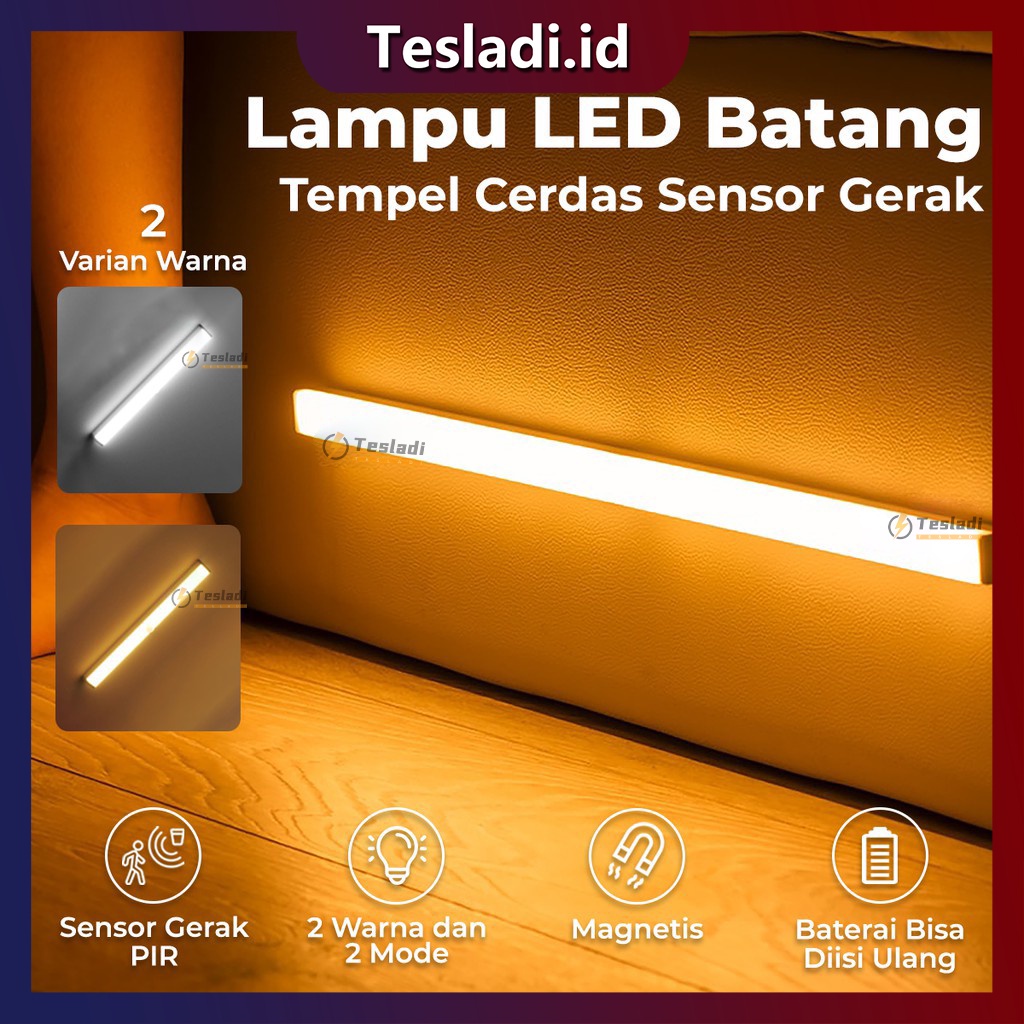 Lampu Baca Tempel 30cm LED Tombol Lampu Dinding Sensor Otomatis Lemari Kamar Rechargeable night light