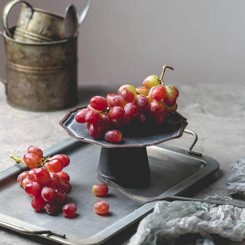 [Elegan] Nampan Buah Kreatif Besi Kaki Tinggi Dekorasi Dapur Rumah Kerajinan Tangan Food Photography Prop Serving Tray