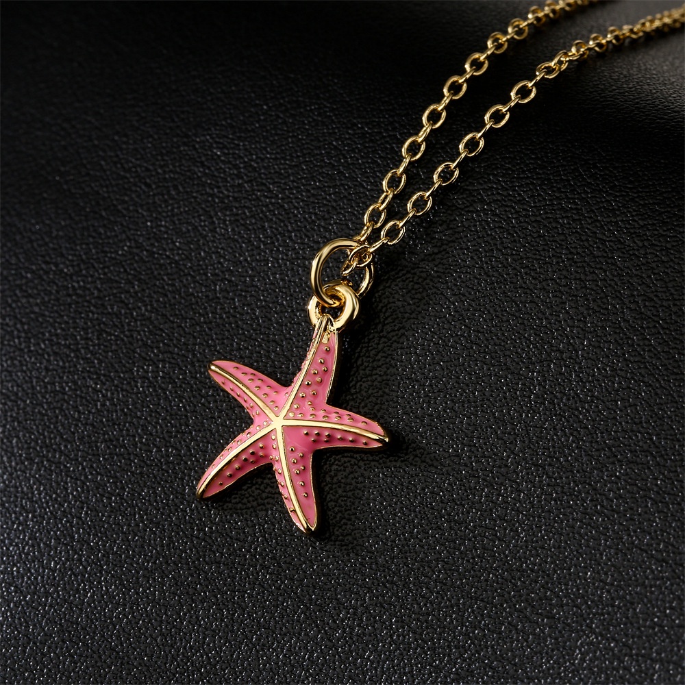 [COD Tangding] Vintage Starfish Pendant Kalung Wanita Gadis Fashion Menetes Minyak Klavikula Rantai Perhiasan