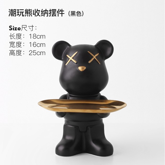 

PAJANGAN BEAR GOLD TRAY STORAGE LUXURY NORDIC PAJANGAN MEJA HOME DECOR