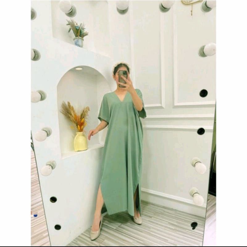 Long Dress Nagita Bahan Cringkel Airflow/Dress Wanita