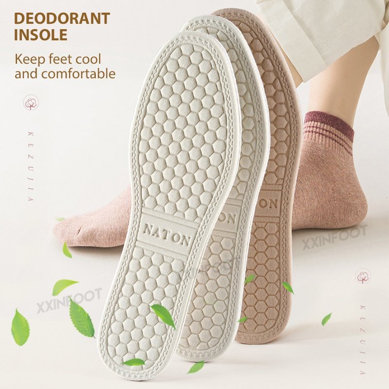 Sol Sepatu Deodoran Anti-Keringat untuk Pria dan Wanita, Sol Katun Anti-Kelelahan Bernapas Nyaman