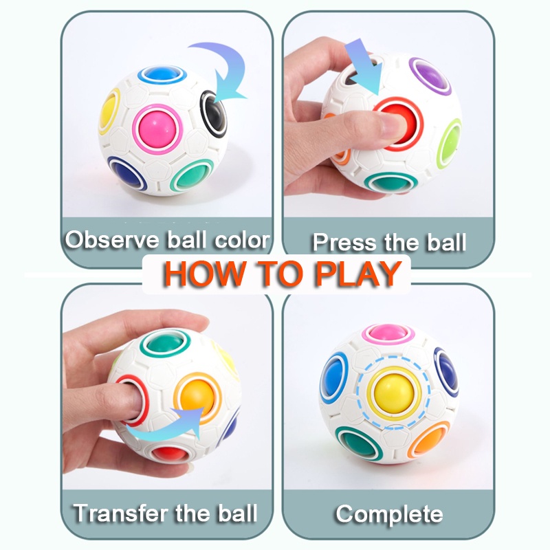 Rainbow Ball Cube Mainan Penghilang Stress Anak Bola Pencet Latihan Berpikir Belajar Awal Fidget Toys