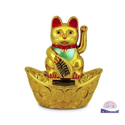 PAJANGAN solar lucky cat /kucing rejeki /kucing hoki/yuan bao 5inch 13.5cm