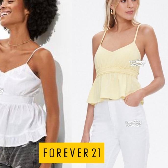 ♨ Banana Republic / Forever 21 Ruffle Babydoll Cotton Tank Top Spagetthi Straps Bodycon Sisa Export 